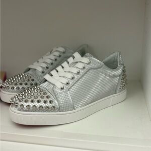 Christian Louboutin Silver Spiked Sneakers